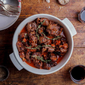 Red wine and garlic braised oxtail