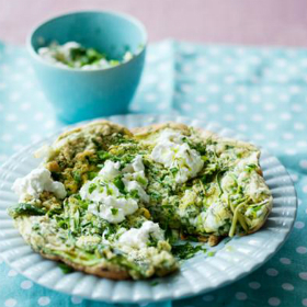 Omelette with spring greens & beans