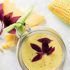 and woolworths knife  cheese Sweetcorn gruyère soup