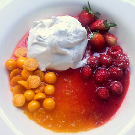 Week 9: Billowing meringues with sunset berry coulis
