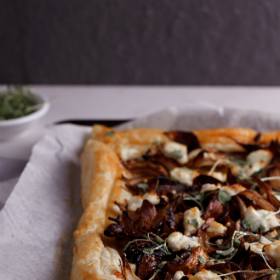 Roasted shallot tart with goat's cheese