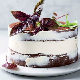 Easy Naked Chocolate And Basil Cake With Cream Cheese Icing