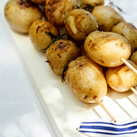 Baby potato & rosemary skewers