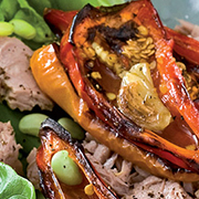 Spring Tuna Green Salad With Garlicky Blackened Baby Pepper