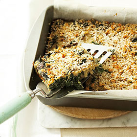 Crustless spinach and mushroom pie