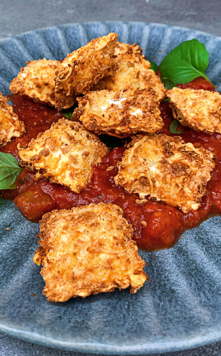 Crispy air-fried ravioli