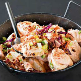 Bacon, spring onion and sriracha potato salad