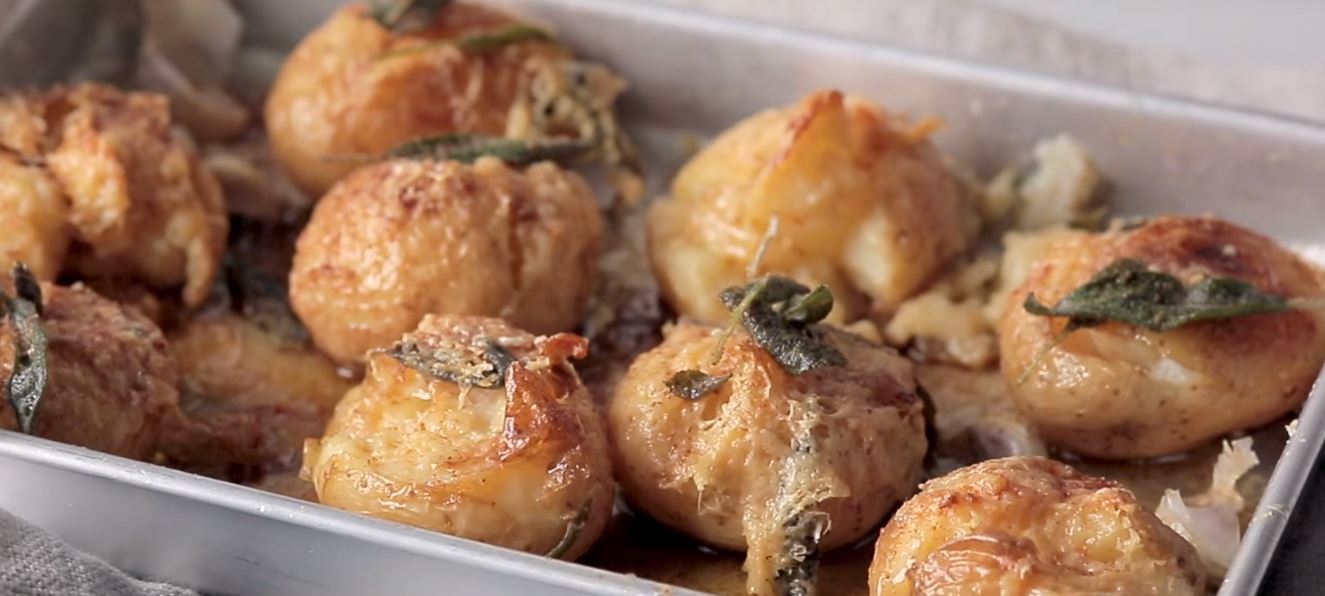 Smashed roast potatoes with sage and crunchy Parmesan Woolworths.co.za