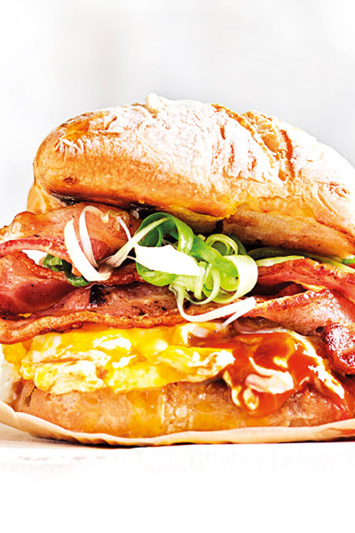 Indulgent egg-and-bacon sandwich