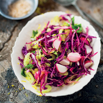 Vegetable slaw with a light and zesty dressing