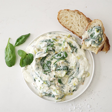 Creamed spinach with smoked chilli yoghurt