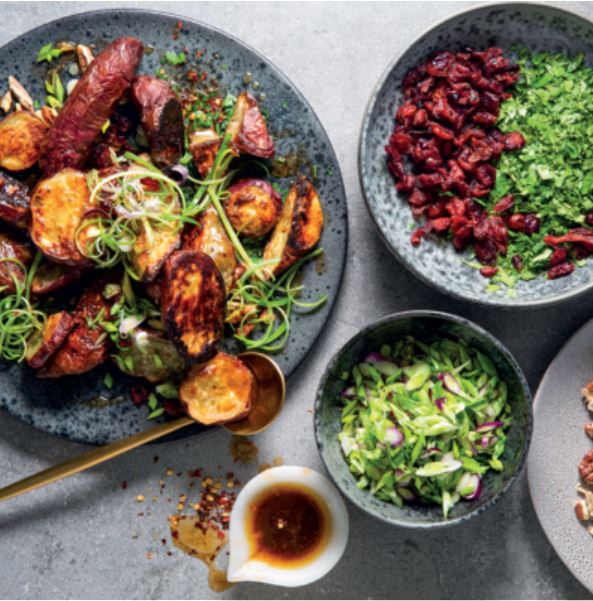 Roast sweet potato with maple syrup