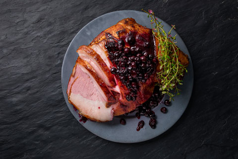 Meet the star of your festive table: glazed gammon with blueberries and honey