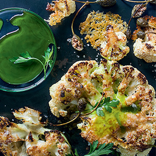 Roast cauliflower with parsley oil