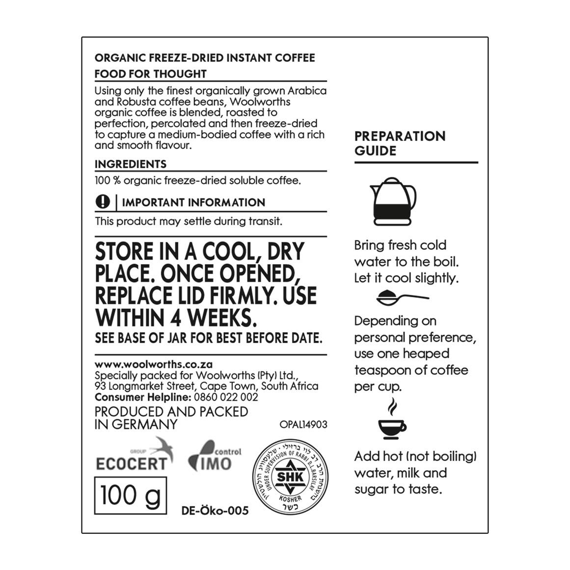 Organic Instant Coffee Woolworths / Essentials Instant Coffee Powder 500g Woolworths Coles