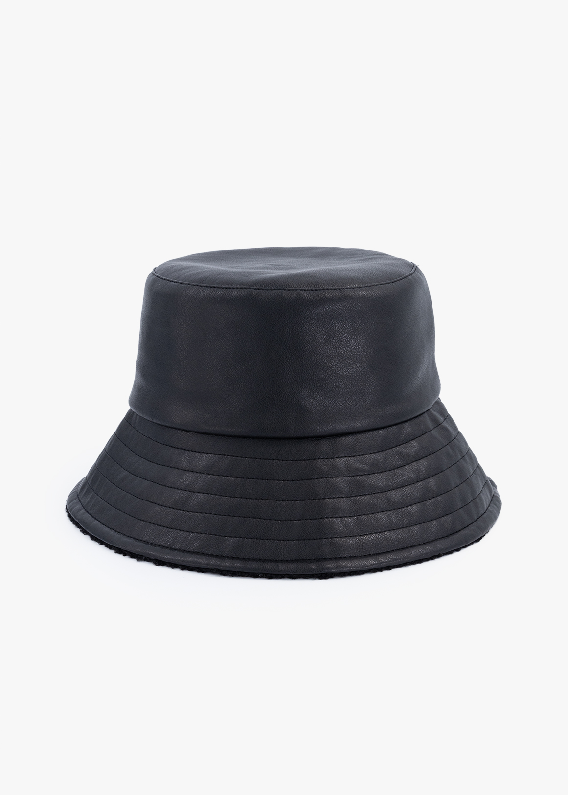 Faux Leather Reversible Bucket Hat 