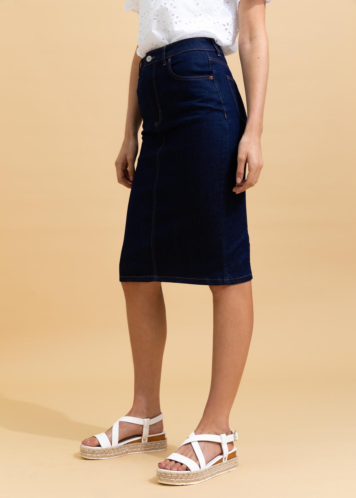 Blue Womens Clothing Skirts Knee-length skirts Hobbs Kora Piqué Pencil Skirt in Navy 