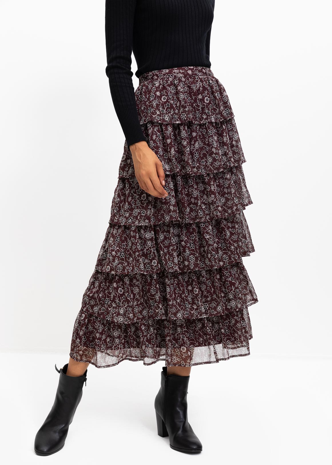 Print Tiered Chiffon Maxi Skirt | Woolworths.co.za