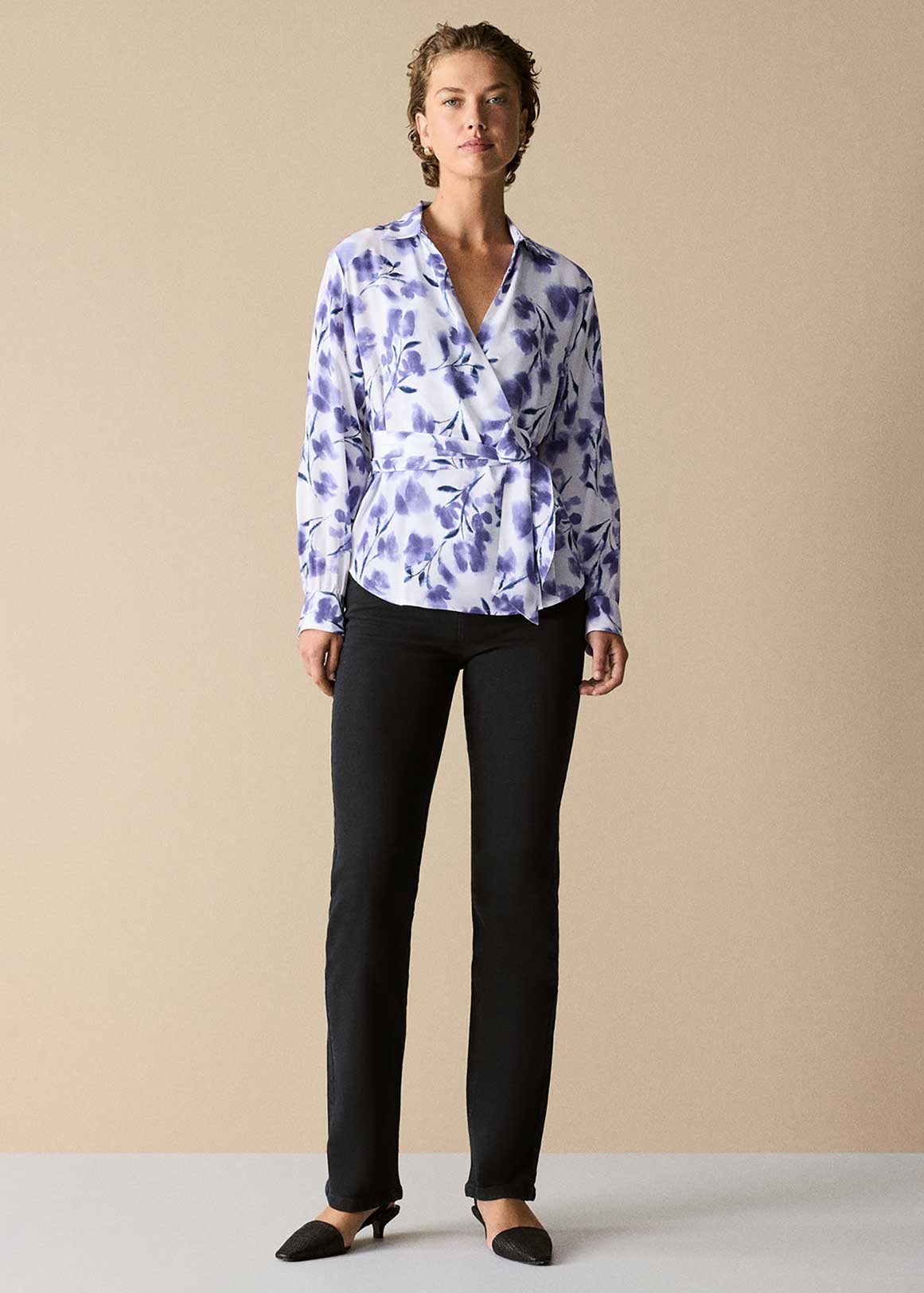 Ink Blossom Silk Wrap Shirt | Woolworths.co.za
