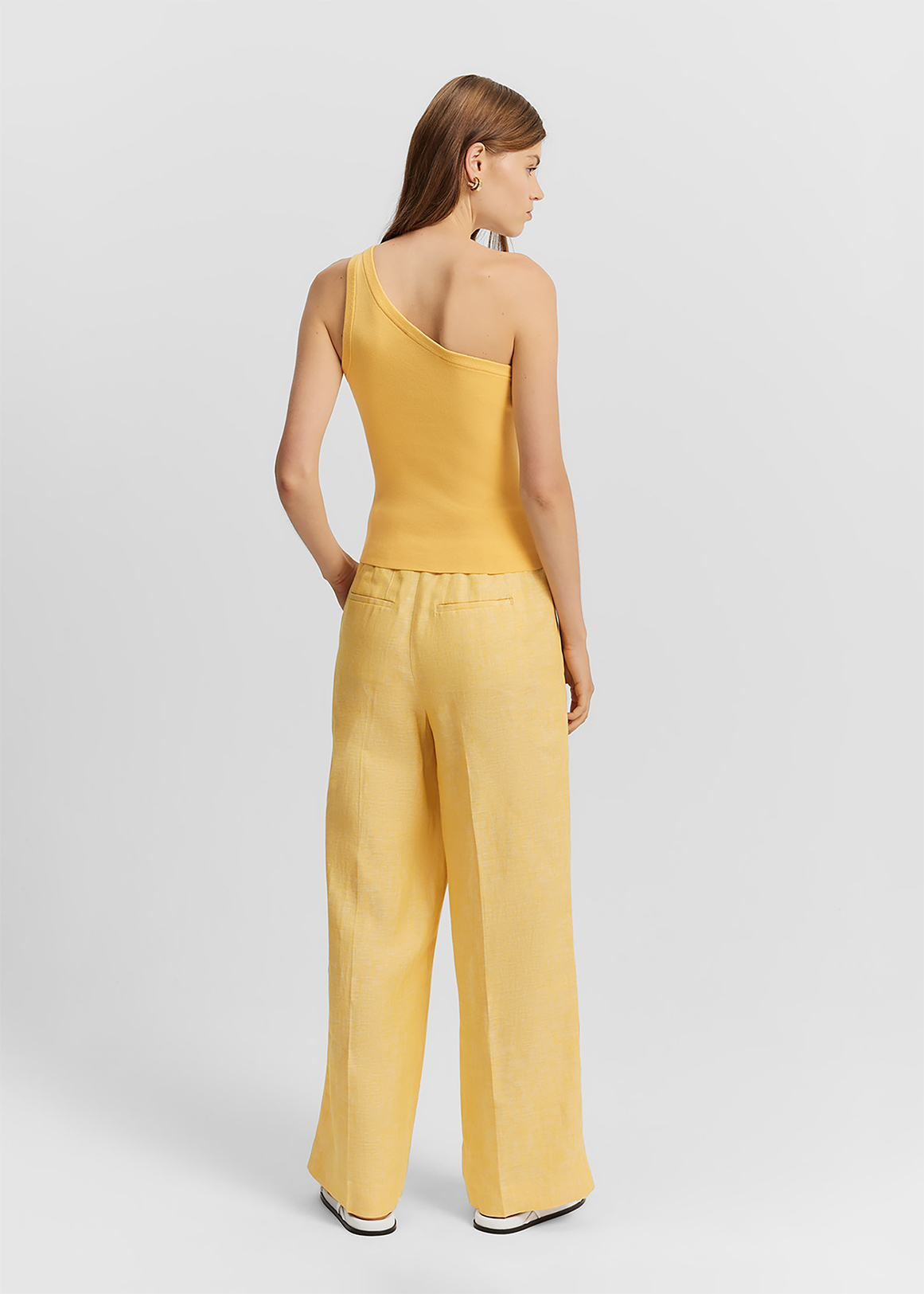 Organically Grown Cotton Blend One Shoulder Knit Tank | Woolworths