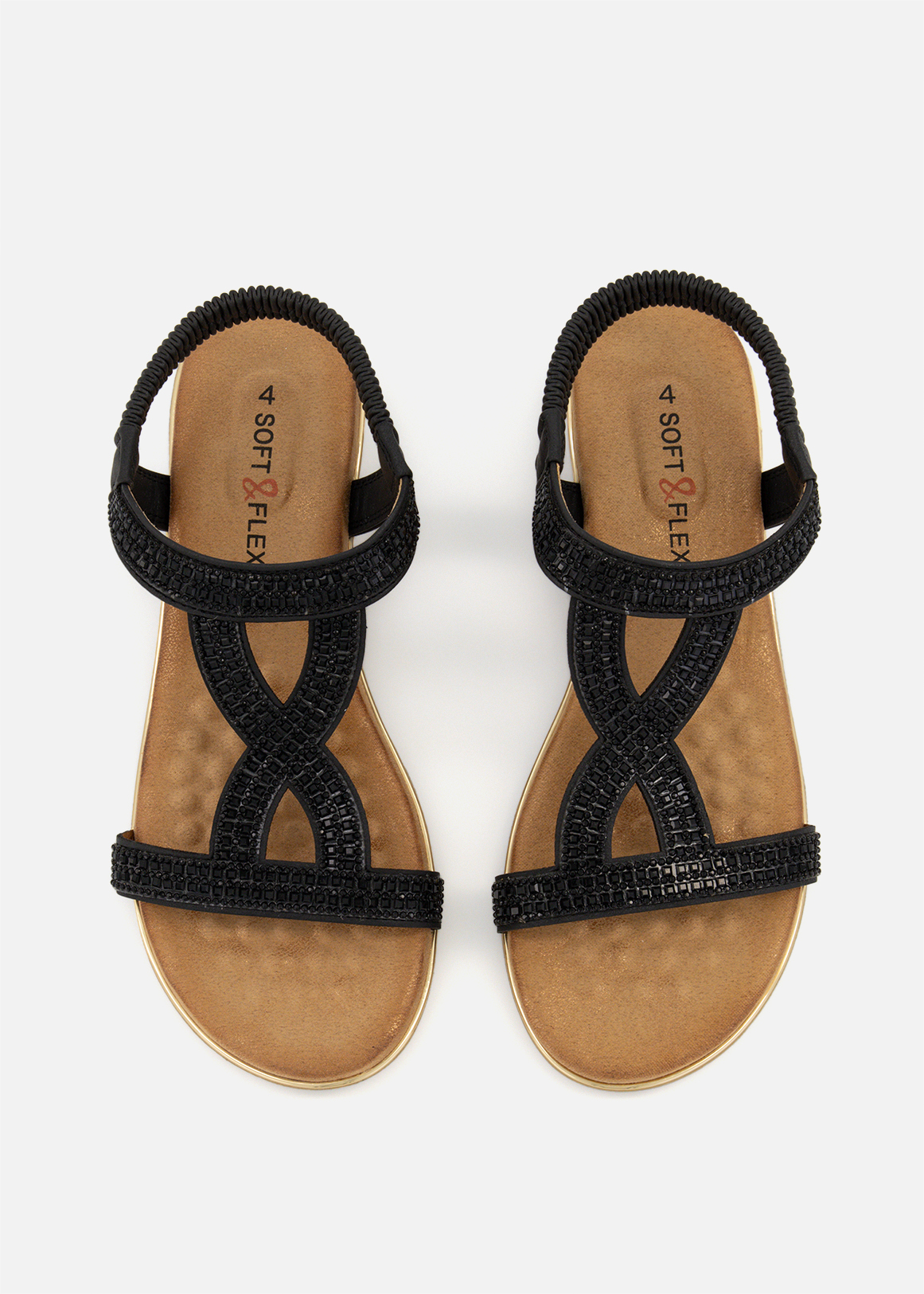 Embellished Stretch Wedge Sandals