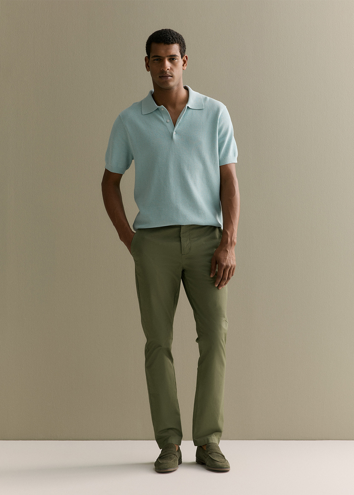 Mercerised Cotton Textured Knit Polo | Woolworths.co.za