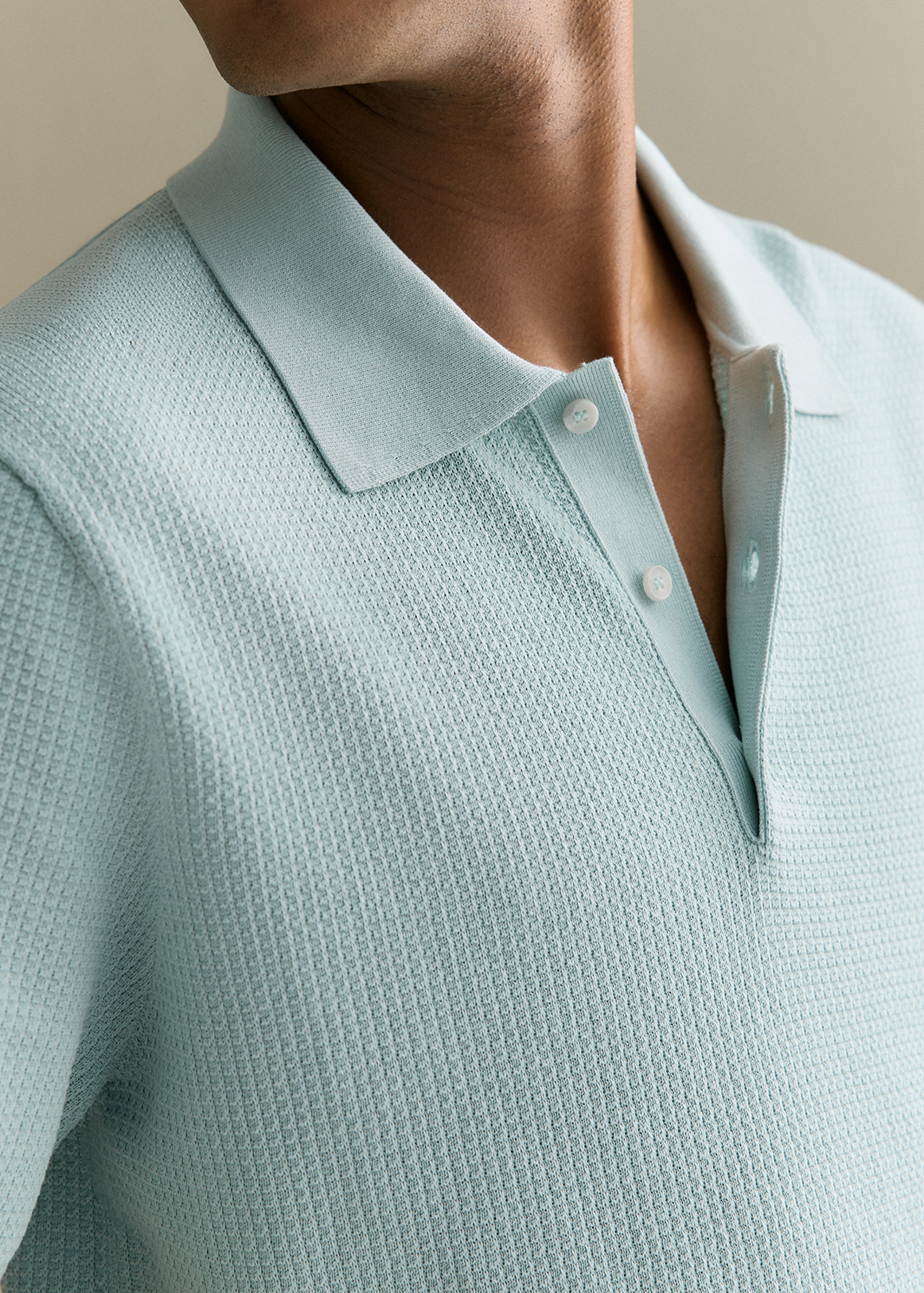 Mercerised Cotton Textured Knit Polo | Woolworths.co.za
