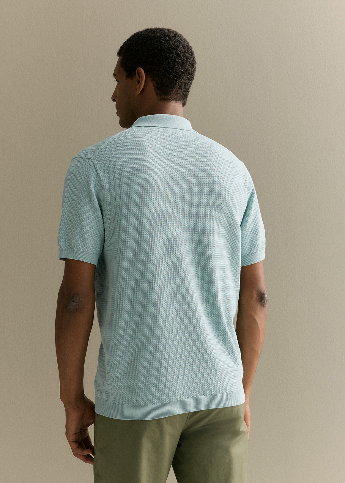 Mercerised Cotton Textured Knit Polo | Woolworths.co.za