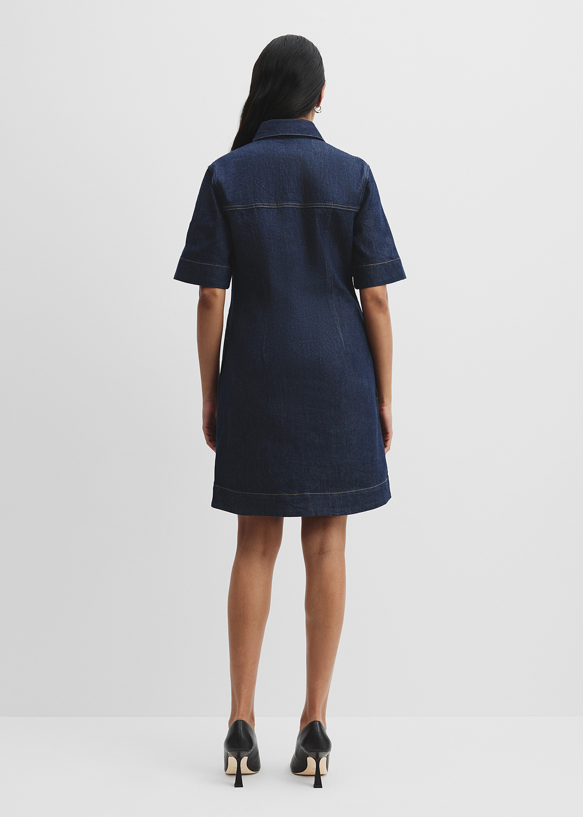 Half Placket Denim Dress