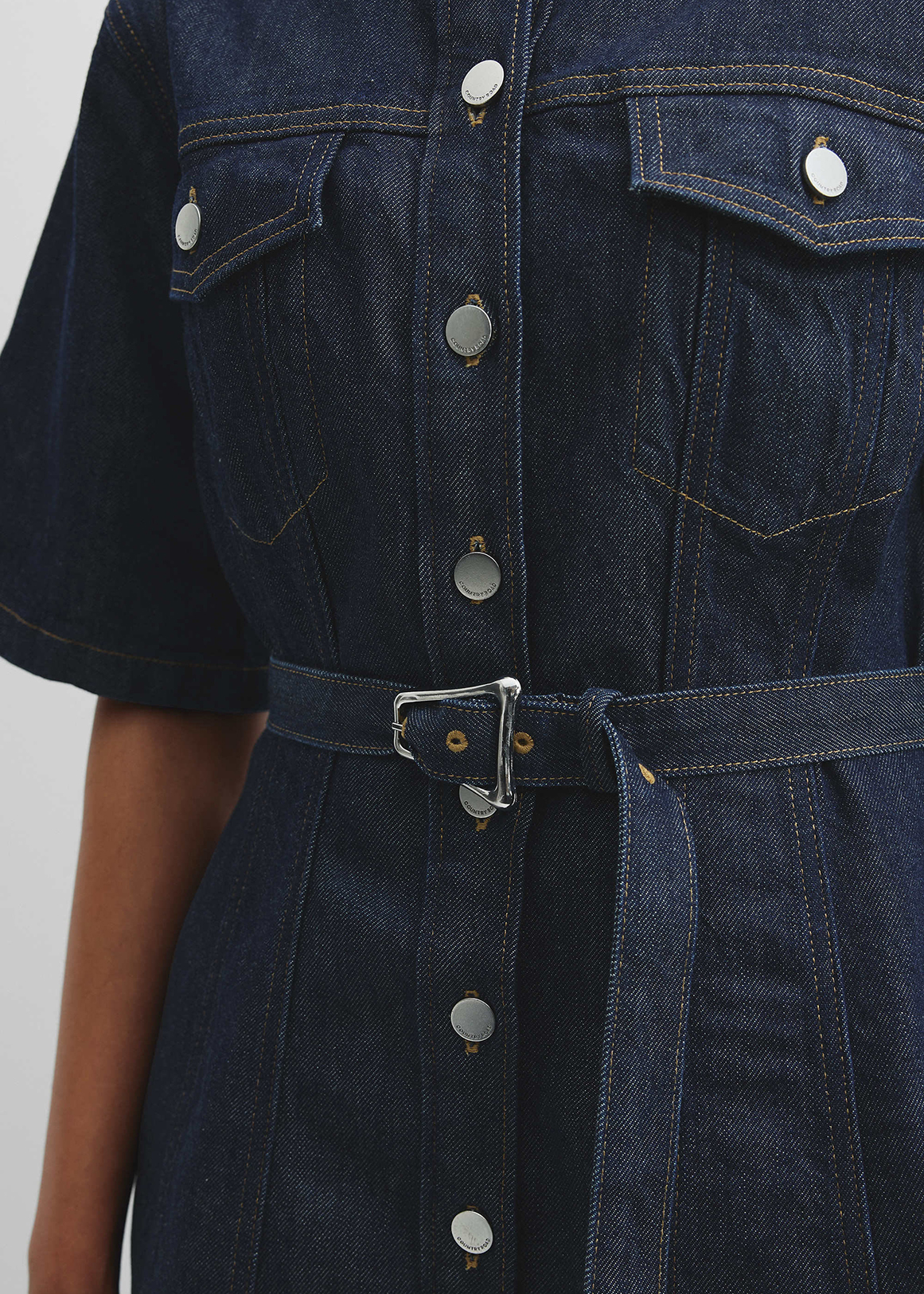 woolworths denim dresses 9Y Light Blue Denim & White Floral Half Button Easywaist Dress