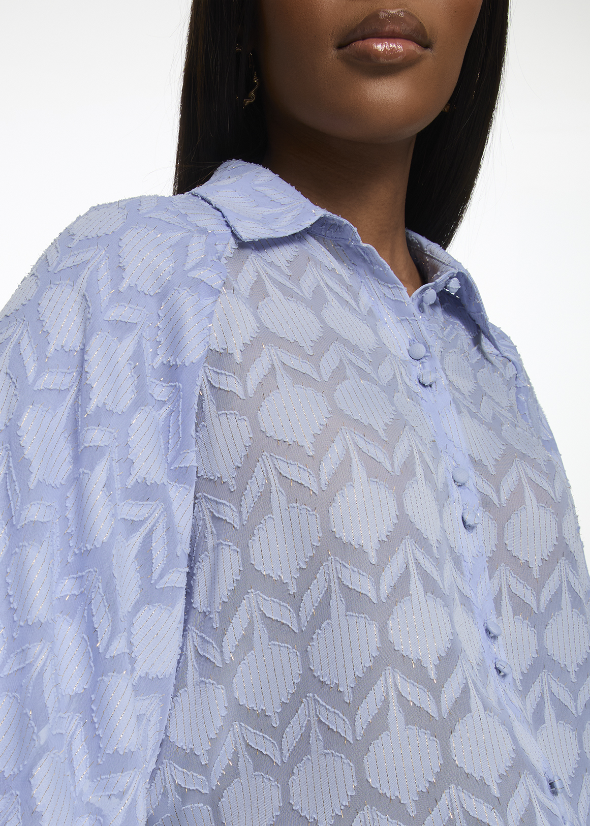 Jacquard Balloon Sleeve Blouse | Woolworths.co.za