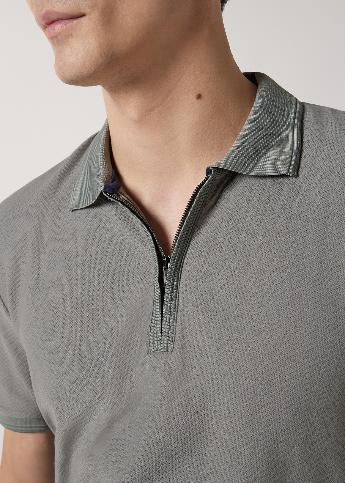Textured Zip-up Polo | Woolworths.co.za