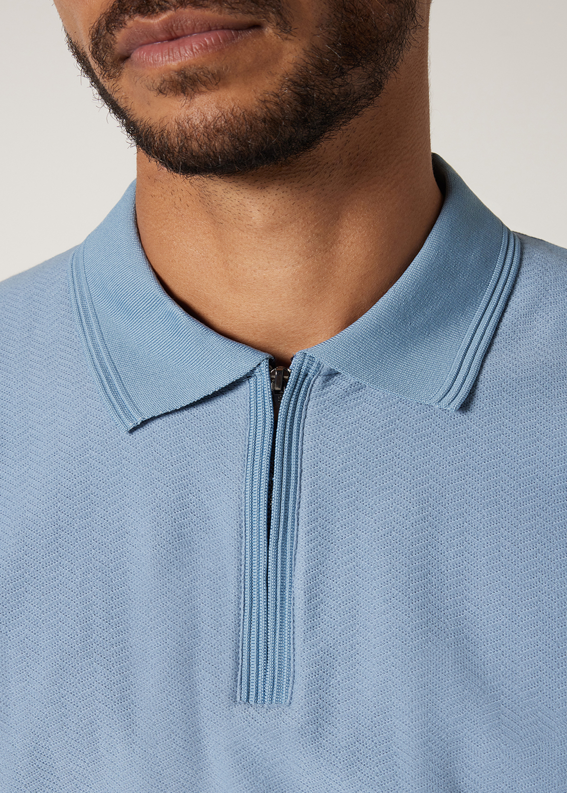 Textured Zip-up Polo | Woolworths.co.za