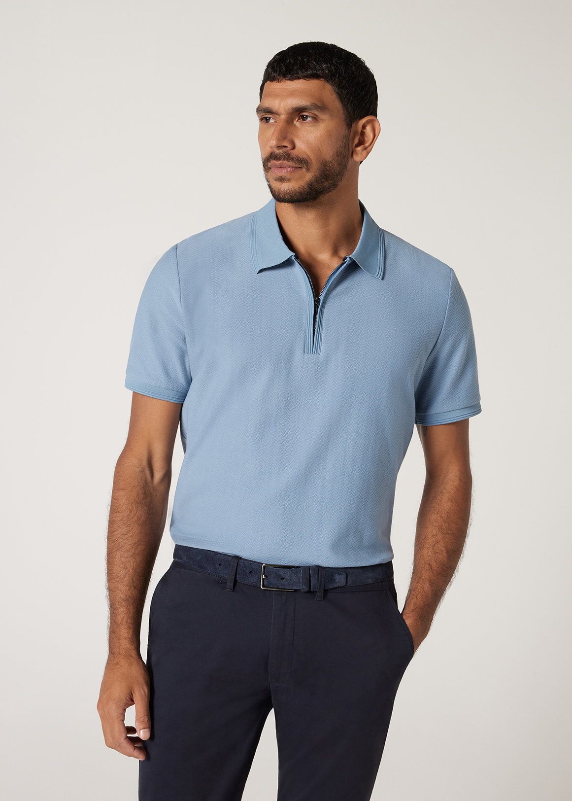 Textured Zip-up Polo | Woolworths.co.za