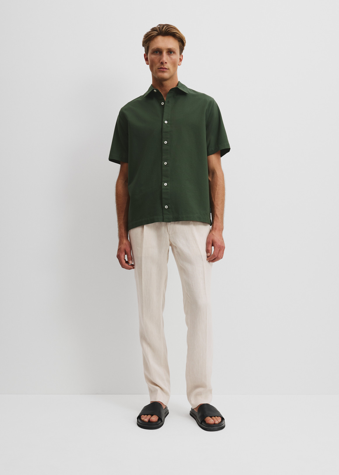 Relaxed Fit Good Earth Cotton Short Sleeve Oxford Shirt