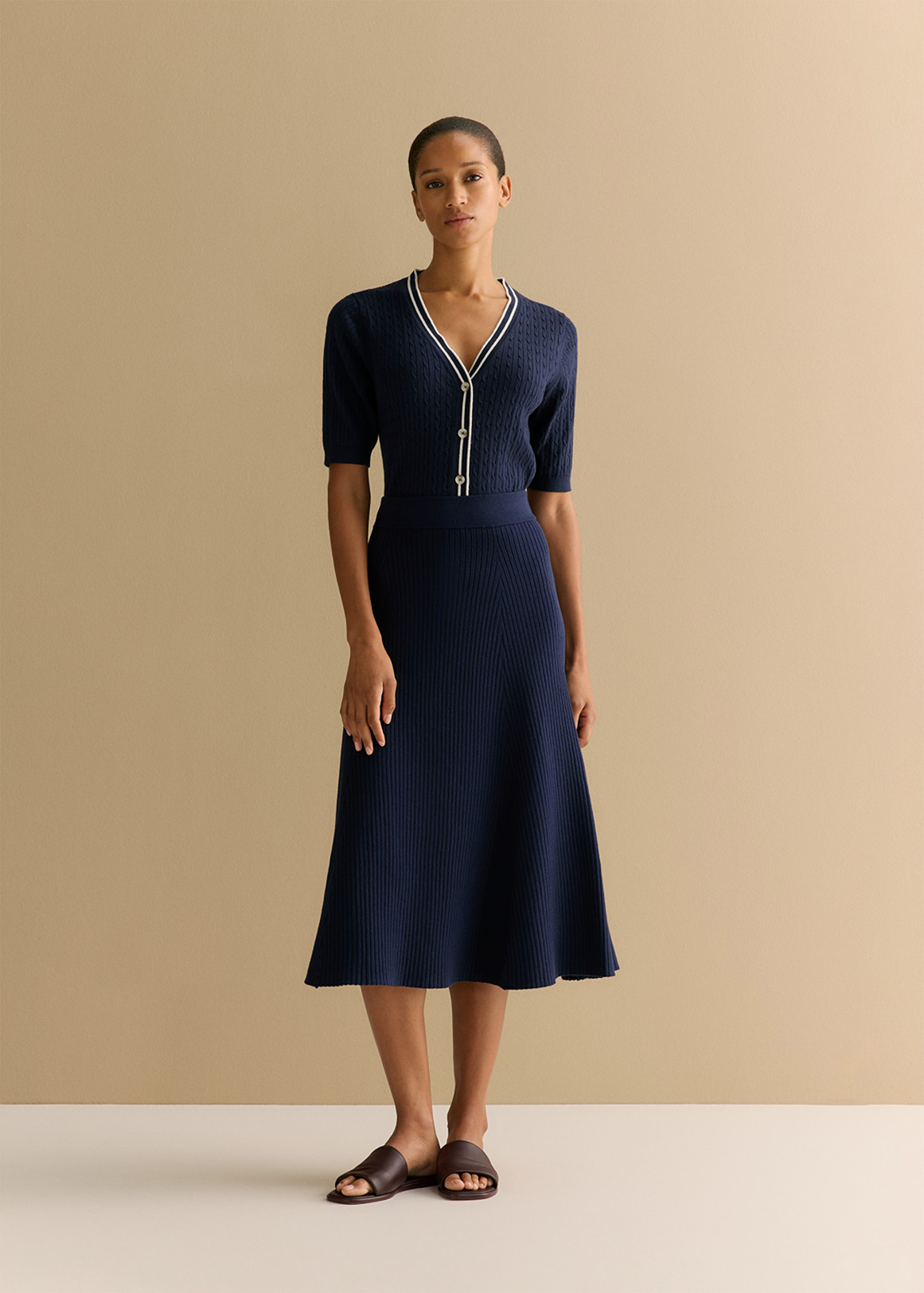 Cotton Cashmere Blend Rib Knit Pull On Skirt | Woolworths.co.za