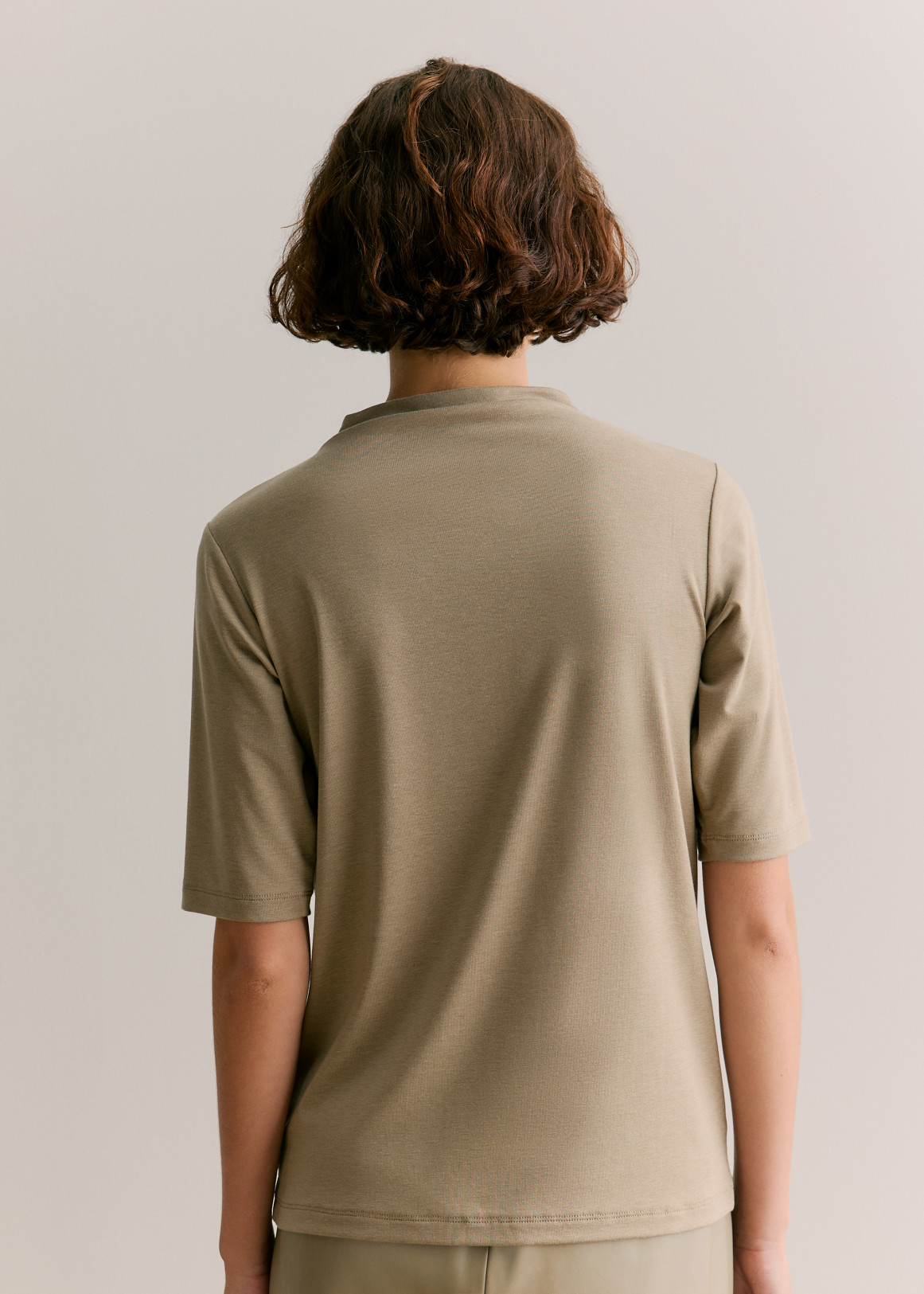 Lyocell Wool Rib Mock Neck T-shirt | Woolworths.co.za
