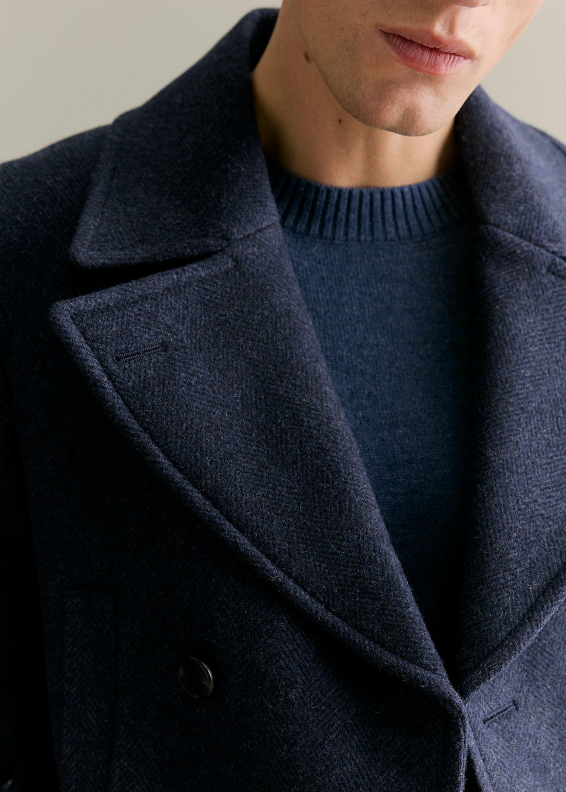 Italian Wool Blend Herringbone Peacoat | Woolworths.co.za