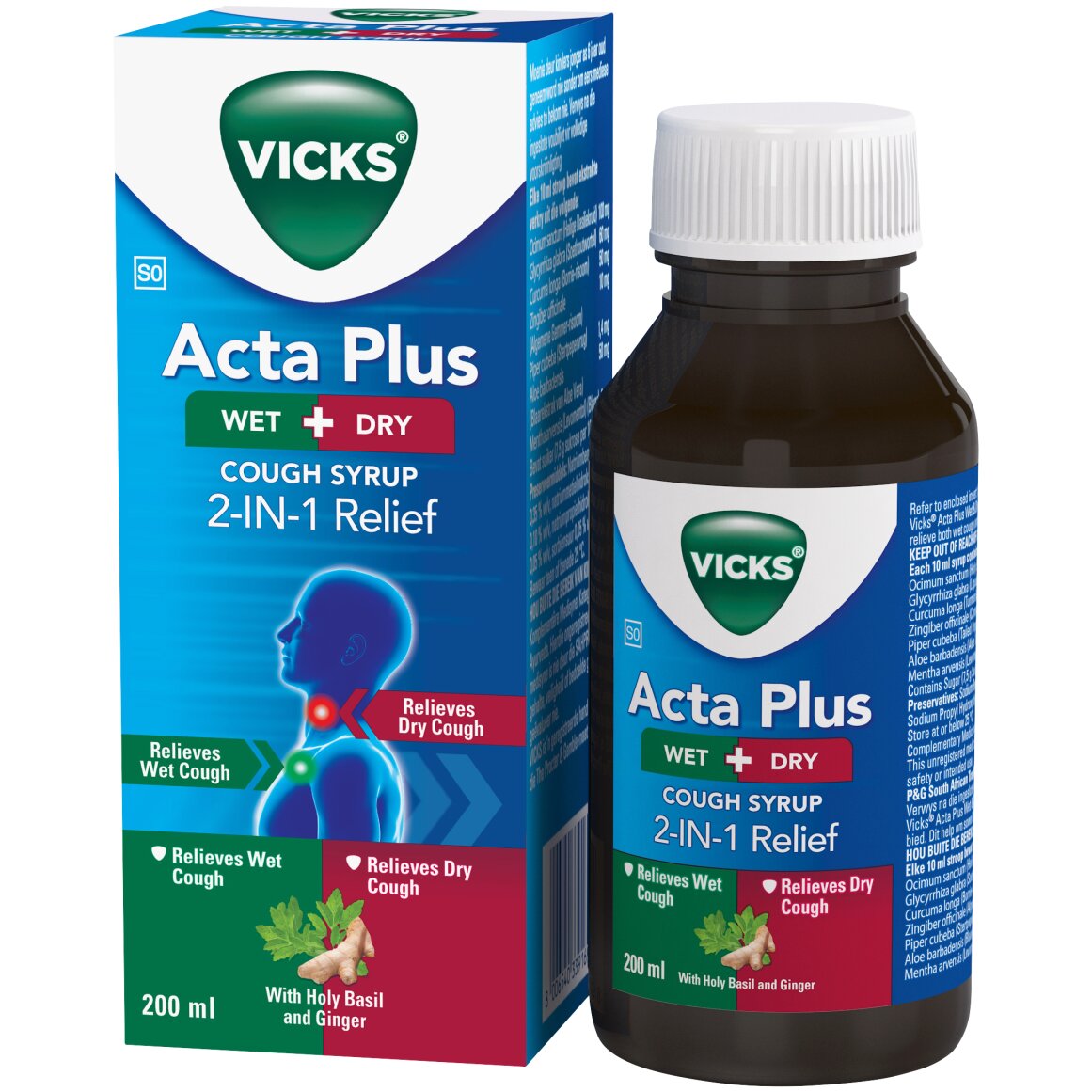 Vicks Acta Plus 2 in 1 Wet and Dry Cough Syrup 200 ml | Woolworths