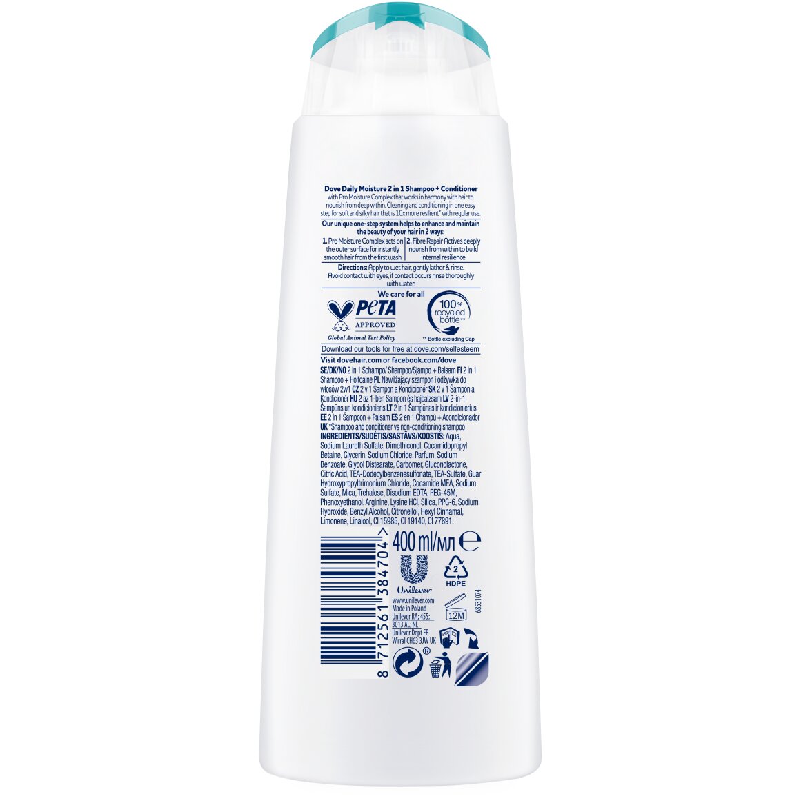 Dove Daily Moisture 2-in-1 Shampoo and Conditioner 400 ml