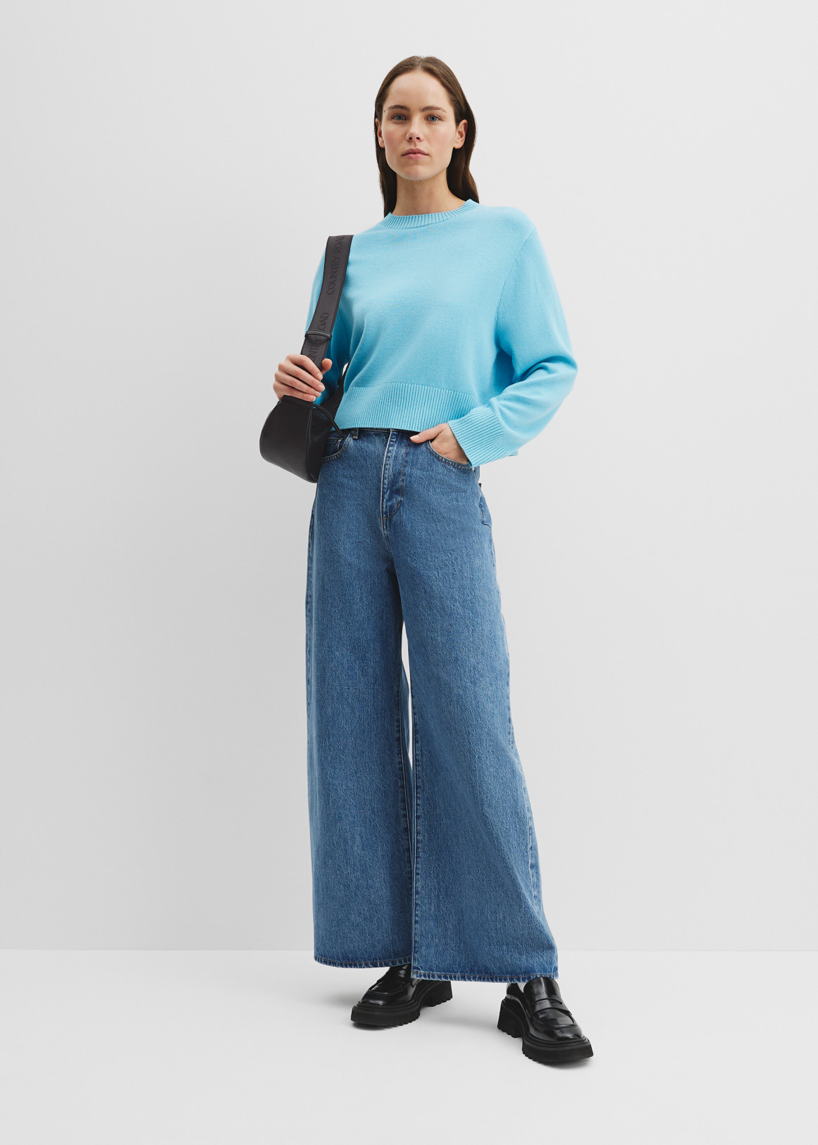 Organically Grown Cotton Blend Crop Crew Neck Knit | Woolworths.co.za