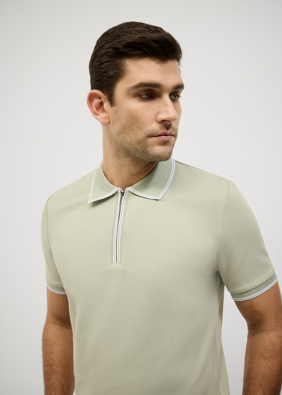 Textured Zip Collar Polo | Woolworths.co.za