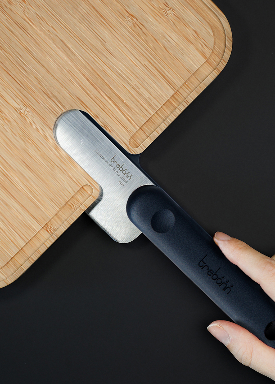 Trebonn Artu Chef Black Edition Integrated Knife with Bamboo