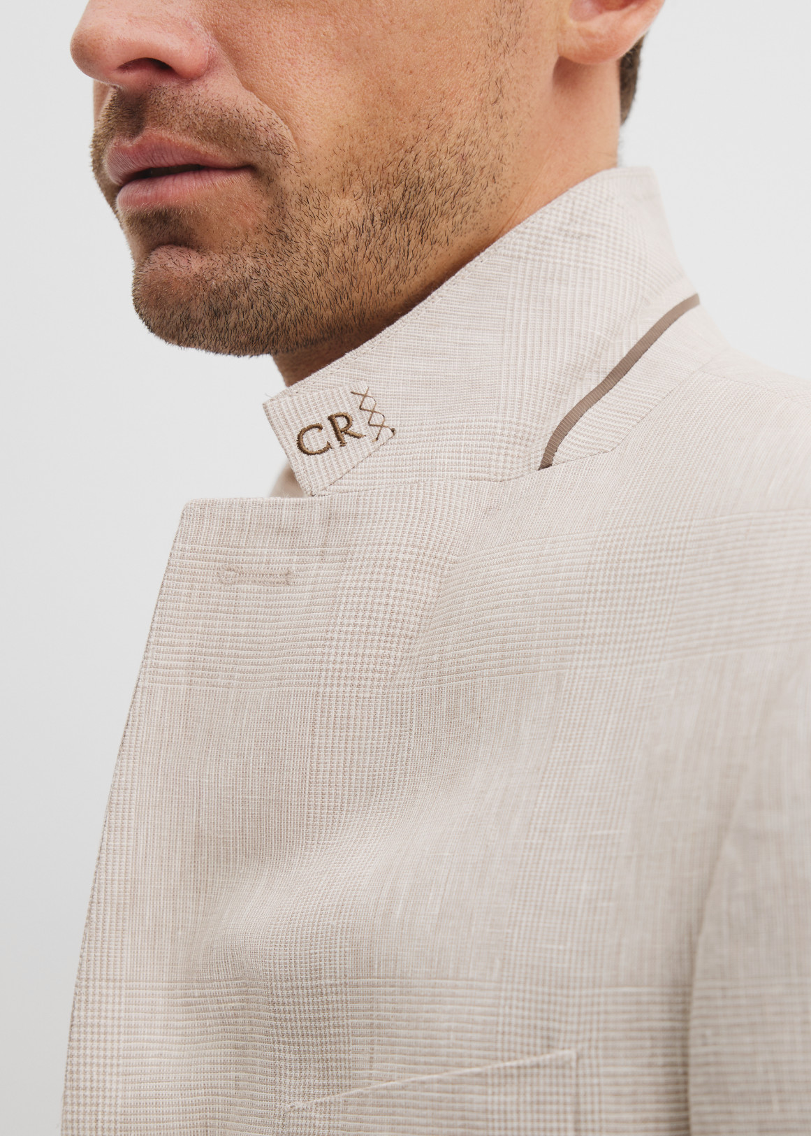 Regular Fit Linen Single Breasted Check Jacket | Woolworths.co.za