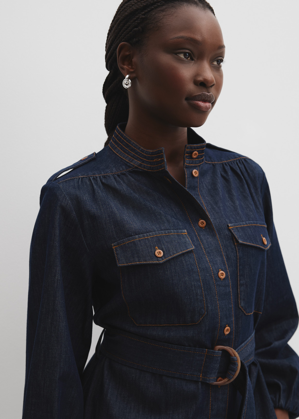 denim shirt dress south africa Button Front Denim Mini Dress