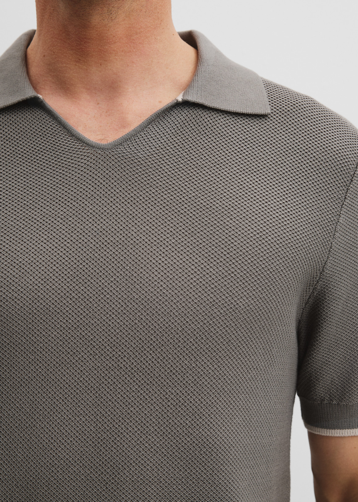Australian Cotton Textured V-Neck Neck Polo | Woolworths.co.za