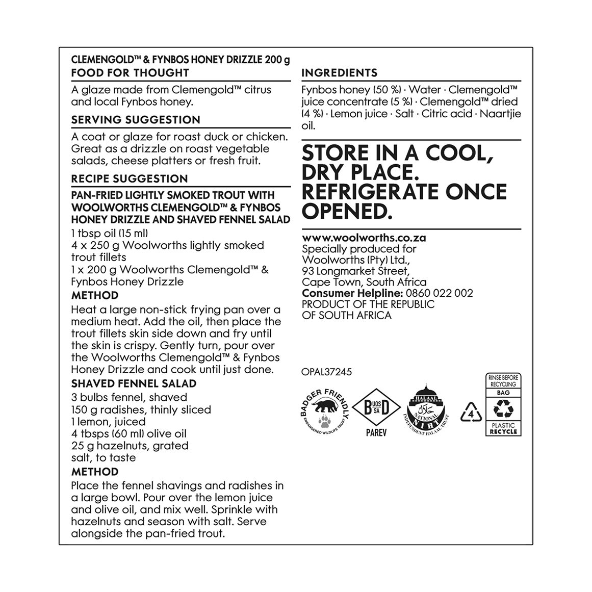 Effortless Entertaining™ Clemengold® and Fynbos Honey Drizzle 200