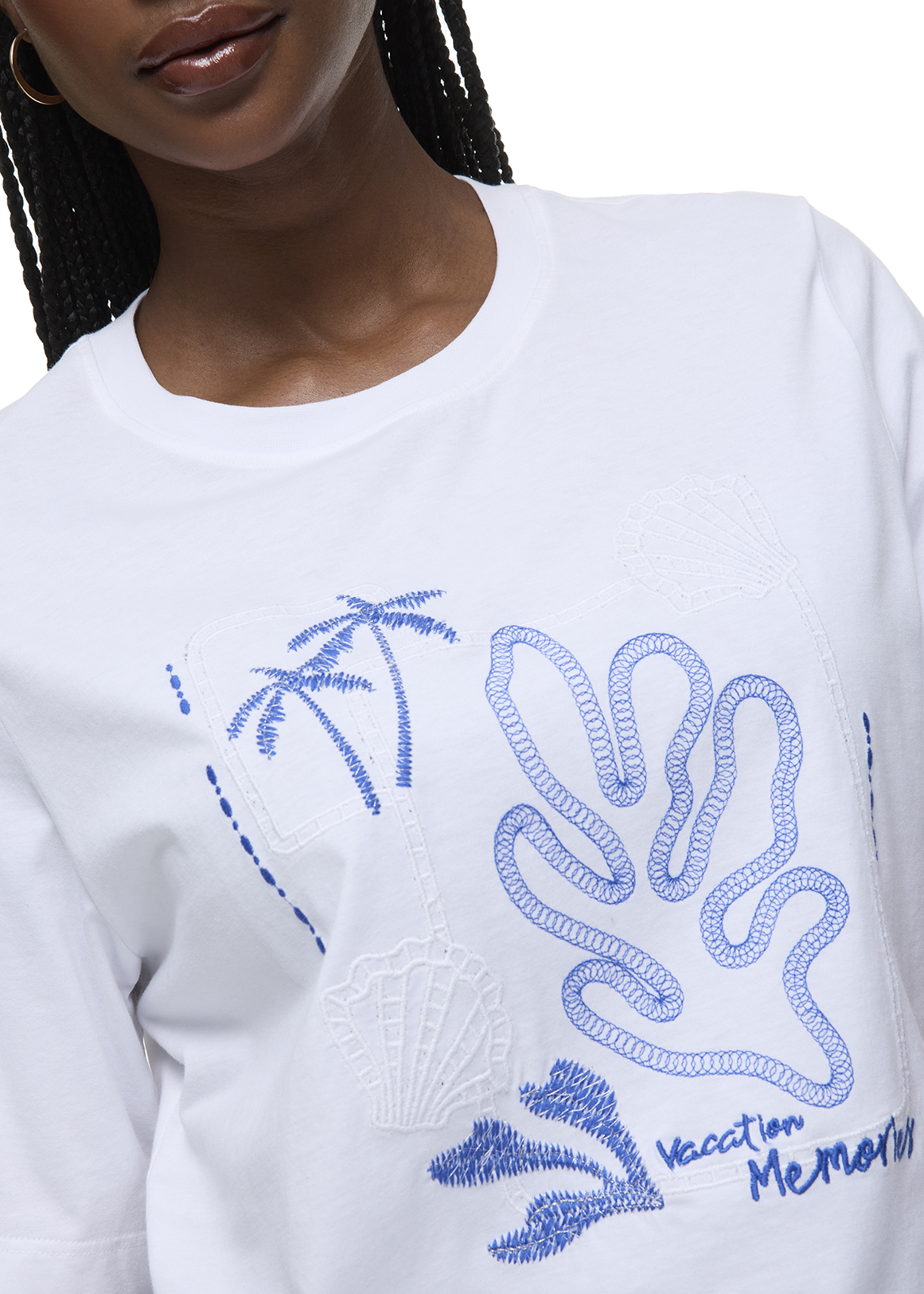 Embroidered Drop Shoulder Cotton Boxy T-shirt | Woolworths.co.za