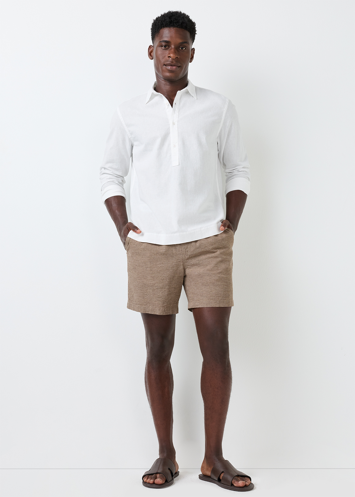 Half Placket Linen Blend Shirt | Woolworths.co.za