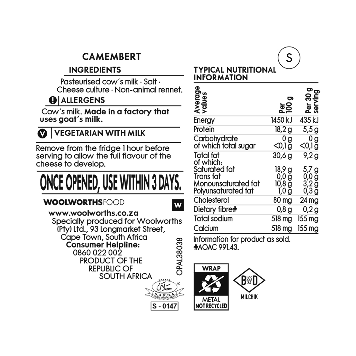 Full Fat Camembert 125 g | Woolworths.co.za
